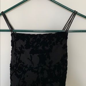 Size S Black Velvet Maxi Dress with Floral Detail